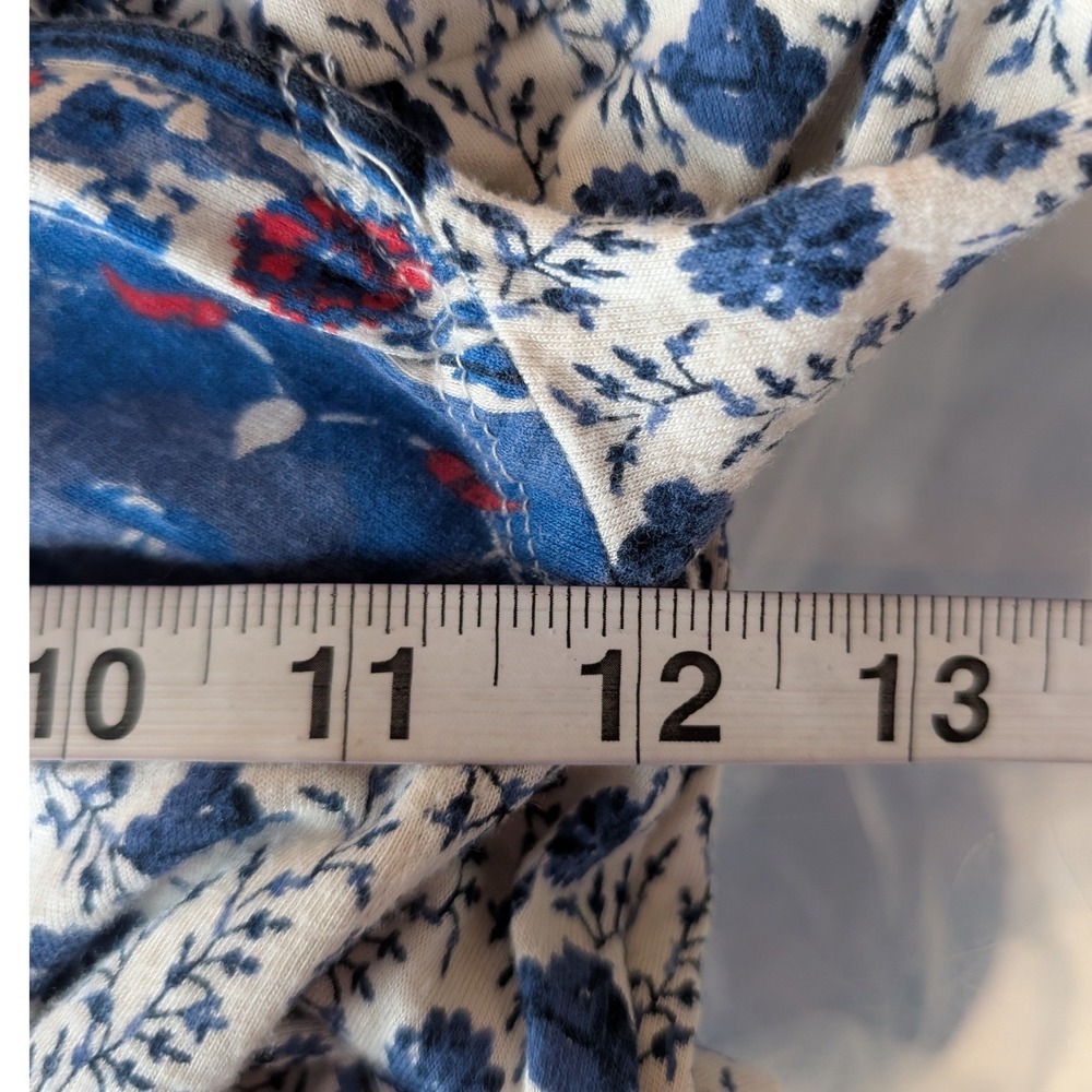 Lucky Brand Border Print Wrap Midi Dress M Blue Floral Boho Chic Cottage Prairie - Picture 15 of 16